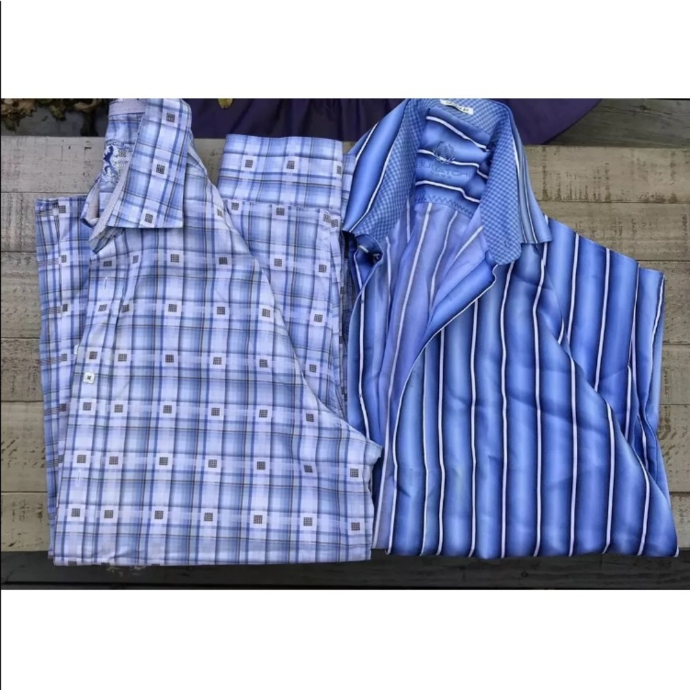 Lot 7 Mens Dress Shirts Designer David Danahue Bugatchi Arnold Zimber Xl 17 - Picture 2 of 5